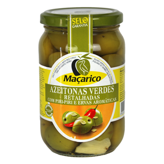 Split Green Olives with Aromatic Herbs and Hot Peppers 210 g